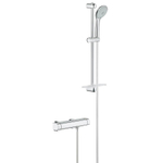 GROHE Grohtherm 2000 Ensemble de douche - robinet de douche thermostatique - avec ensemble de douche à glissière - 60cm - douchette ronde - 3 types de jets - flexible de douche lisse - avec porte-savon - chrome 0102546