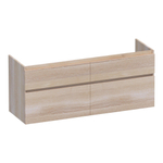 BRAUER Delight Meuble sous-lavabo - 140x46x60cm - 4 tiroirs softclose - sans poignées - 2 découpes pour siphon - chêne massif - chêne à lamelles blanc SW523053