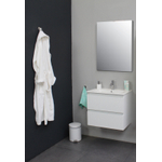 Basic Line Bella Badkamermeubelset - 60x55x46cm - 1 wasbak - Keramiek - Wit - 1 kraangat - Spiegelkast zonder verlichting - Melamine Wit hoogglans SW398104