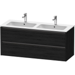 Duravit Ketho.2 Wastafelonderbouwkast - met 2 laden - voor dubbele wastafel - 128x48x55cm - met grepen antraciet - eiken zwart mat SW772004