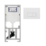 Geberit Réservoir encastré UP320 avec plaque de commande QeramiQ metal - double chasse - boutons rectangulaires - métal blanc mat SW976086