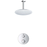 Grohe - Adema Rise Ensemble de douche pluie encastré - 1 fonction - avec pomme de douche Adema Rise 25cm - bras de plafond 20cm - thermostat encastré Grohe Grohtherm - chrome SW804527