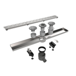 Easy Drain Multi caniveau de douche plaque simple avec sortie latérale 9,8x200cm 50mm inox 2301175