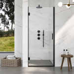Saniclass Neptune 5000 Douchedeur - 65x200cm - profielloos veiligheidsglas - anti kalk - mat zwart SW538301