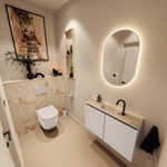 MONDIAZ TURE-DLUX Meuble toilette - 80cm - Linen - EDEN - vasque Frappe - position centrale - 1 trou de robinet SW1102889