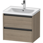 Duravit Ketho.2 Wastafelonderbouwkast - met 2 laden - 63.4x45.5x54.9cm - met grepen antraciet - eiken terra mat SW772384