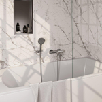 Robinet de baignoire Brauer brossé - ensemble de douche - douchette ronde 3 positions - bouton sculpté - PVD - Inox brossé SW1164634