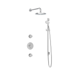 Hotbath Buddy IBS1 Ensemble de douche pluie - 2 robinets d'arrêt - bras mural 35 cm - pomme de douche ronde 20 cm - douchette 3 jets - barre de douche - chrome SW18240
