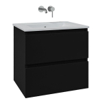 Adema Chaci Ensemble de meuble 61x46x57cm avec 2 tiroirs sans poignée vasque en céramique blanc sans trou de robinet noir mat SW804587