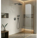 Grohe Grohtherm ensemble de douche de tête encastré - douche de tête ronde - douchette ronde - bras mural courbé - Hard Graphite brossé SW1235161