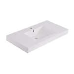 Xellanz Tigris lavabo simple avec 1 trou de robinet 100x46x8 cm marbre de synthèse brillant blanc SW373543