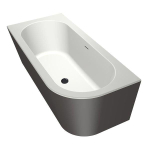 Xenz charley xs baignoire d'angle, gauche 165x75 bicolor edelweiss/anthracite avec fente. déchets blanc brillant SW382037