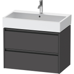 Duravit Ketho.2 Wastafelonderbouwkast - met 2 laden - 78.4x46x54.9cm - met grepen antraciet - grafiet mat SW773003