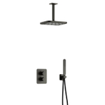 Hotbath Gal IBS40A Doucheset - inbouw - 22cm rechthoekige hoofddouche - plafondarm 15cm - staafhanddouche - gunmetal geborsteld PVD SW656149