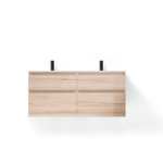 Saniclass Prime Vita Meuble de salle de bain - 140x46x60cm - lavabo en céramique brillant blanc - 2 vasques - 2 trous de robinet - 4 tiroirs - chêne clair SW1439494