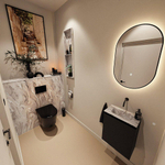 MONDIAZ TURE-DLUX Meuble toilette - 40cm - Urban - EDEN - vasque Glace - position centrale - sans trou de robinet SW1103107