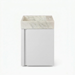 Saniclass Chaci Ensemble de lavabo - 40x65cm - 1 porte - 1 trou de robinet - droite - lavabo pierre naturelle marbre - blanc mat SW1482361