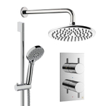 Crosswater MPRO Ensemble de douche de tête encastré - 2 poignées - pomme de douche 20 cm - douchette à main - barre de douche - bras mural - chrome SW1472618