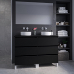 Adema Chaci PLUS Ensemble de meuble - 119x86x45.9cm - vasque à poser sur plan - robinets encastrables Inox - 6 tiroirs - Noir mat SW1027196