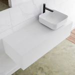 Mondiaz Lagom Meuble salle de bains 110x30.9x45cm Solid Surface Talc 1 tiroir avec lavabo BINX vasque à poser Droite 1 trou de robinet SW409068