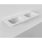 Arcqua Pakaru lavabo 121x46cm avec trop-plein 2 trous de robinet 2 vasques céramique brillant blanc SW374583