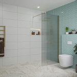Fortifura Galeria inloopdouche - 90x200cm - ribbelglas - wandarm - PVD - geborsteld messing (goud) SW877046