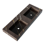 BRAUER Coral wastafel - 120x46x10cm - 2 wasbakken - 0 kraangaten - composiet - marmerlook - Copper Brown SW957303