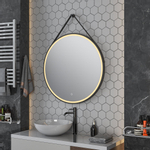 H&R Badmeubelen Belt miroir – rond Ø 80 cm – Éclairage LED – chauffage de miroir, à intensité variable – Noir mat SW997250