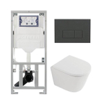 QeramiQ Dely Pack WC - 36,3x51,7cm - à fond creux - sans bride - réservoir encastré Geberit UP320 - abattant WC softclose 35 mm - plaque de déclenchement anthracite mat - boutons rectangulaires - blanc mat SW1235369