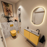 MONDIAZ TURE-DLUX 80cm toiletmeubel Ocher. EDEN wastafel Glace positie rechts. Met 1 kraangat. SW1103391