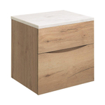 Crosswater Glide II Wastafelonderkast - 50x45x52cm - 2 lades - greeploos - eiken SW487200