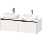 Duravit ketho meuble sous 2 lavabos avec plaque console et 2 tiroirs pour double lavabo 140x55x45.9cm avec poignées blanc anthracite super mat SW772720