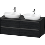 Duravit ketho meuble sous 2 lavabos avec plaque console et 4 tiroirs pour double lavabo 140x55x56.8cm avec poignées chêne anthracite noir mat SW772847