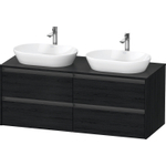 Duravit Ketho.2 Wastafelonderbouwkast - inclusief consoleplaat - met 4 laden - voor dubbele waskommen - 140x55x56.8cm - met handgrepen antraciet - eiken zwart mat SW772847