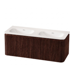Royal Plaza Terra Edge Ensemble meuble de salle de bains - 120x44.7x46cm - vasque en solid surface blanc mat - 2 vasques - sans trous de robinet - 2 tiroirs - châtaignier (noyer) SW1471919
