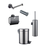 Fortifura Calvi Toiletset 5-delig - toiletrolhouder - reserverolhouder - toiletborstelhouder - handdoekhaak - pedaalemmer - Geborsteld Gunmetal PVD SW1443511
