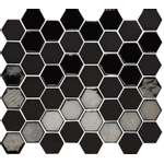 The Mosaic Factory Valencia mozaïektegel - 27.6x32.9cm - wandtegel - Zeshoek/Hexagon - Gerecycled glas Black mat/glans SW787162