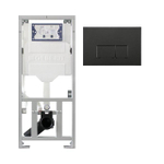 Geberit Bâti-support encastrable - UP320 - plaque de commande QeramiQ metal - DualFlush - boutons rectangulaires - Noir mat SW976088