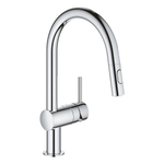 GROHE Minta Robinet de cuisine avec bec C rotatif et mousseur extractible Dual Spray chrome SW225337