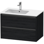 Duravit ketho meuble avec 2 tiroirs pour lavabo à gauche 81x48x54.9cm avec poignées chêne anthracite noir mat SW772875
