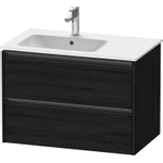 Duravit Ketho.2 Wastafelonderbouwkast - met 2 laden - voor waskom links - 81x48x54.9cm - met grepen antraciet - eiken zwart mat SW772875