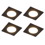 QAZQA Simply Spot encastré - set de 4 - 9x9cm - incl. LED - 3 niveaux de gradation - IP44 - carré - noir mat SW1209734