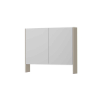 INK SPK3 Armoire de toilette - 90x14x74cm - 2 portes - miroir double face - tablette ouverte - interrupteur et prise de courant - MDF laqué gris cachemire mat SW798249