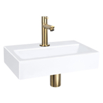 Differnz Flat pack lave-mains – 38 x 24 x 8 cm – céramique blanche – robinet droit doré mat SW373111