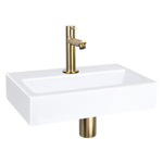 Differnz Flat Set lave-mains 38x24x8cm 1 trou avec robinet droit et siphon + bonde or mat Rectangulaire Céramique Blanc SW373111