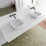 Mondiaz Lagom Meuble salle de bains 200x30.9x45cm Solid Surface Talc 2 tiroirs avec lavabo BINX vasque à poser double sans trous de robinet SW409174