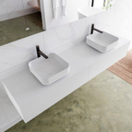 Mondiaz Lagom Meuble salle de bains 190x30.9x45cm Solid Surface Talc 2 tiroirs avec lavabo BINX vasque à poser double 2 trous de robinet SW409160