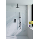 Fortifura Calvi Ensemble de douche à encastrer - thermostatique - bras plafond - glissière - douche principale de 30 cm - douchette à main - flexible de douche lisse - noir mat SW1412096