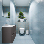 MONDIAZ ADA Meuble WC - 60x30x50cm - 0 trous de robinet - 2 tiroirs - gris foncé mat - vasque à droite - Solid surface - Blanc SW472548