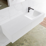 Mondiaz Lagom Meuble avec 2 tiroir 130x30x45cm vasque Cloud droite 1 trou de robinet Solid Surface Talc SW408992